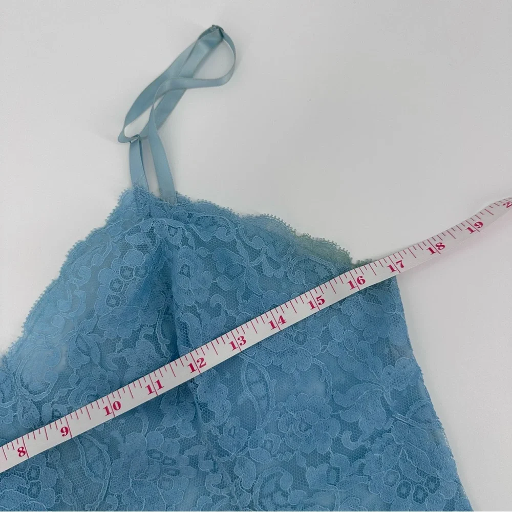 Vintage Full Slip Dress‎ Blue Womens Size 34 Lace Nylon Boudoir Flirty Sexy - Picture 12 of 14